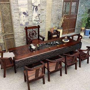 老木茶桌一体整桌椅组CVF合全实一木新中式 泡茶台办公船室家用套