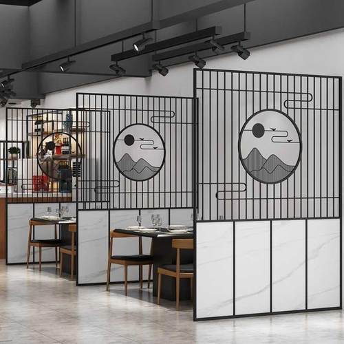 制铁屏风隔断墙镂钉空公室客厅玄关餐厅酒吧吊KQD顶办网工艺业风