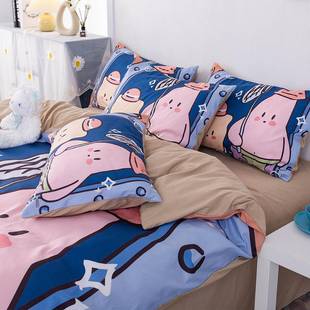 四季 套学生宿DG舍单人床单床.笠 卡通简约抓水双母15m人床上四件款