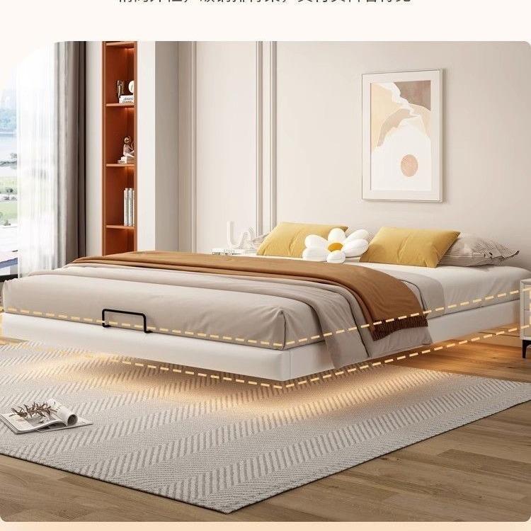 悬浮简床代约无床头NUS铁架钢架艺主卧双人床榻榻米排骨架悬现空