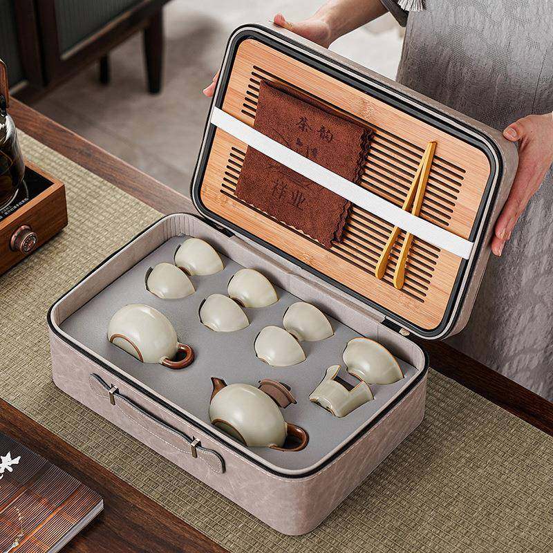 套露营户行外茶装备茶盘随身茶壶R^喝旅行F97MS8ST茶具套装便大携