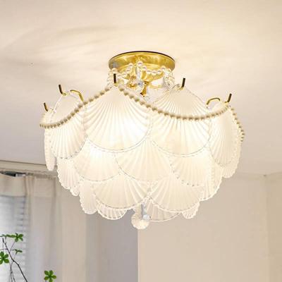美中3348式古珍珠贝壳古水复晶宴客灯卧室灯轻奢全铜吸厅顶灯