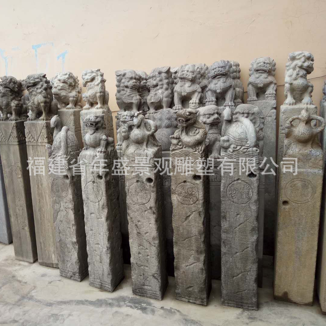 惠安仿古石雕十二生肖拴马桩