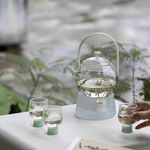 宜0室茶话225新款玻璃煮茶壶烧泡茶壶年家用提梁悦颜提梁壶水耐高