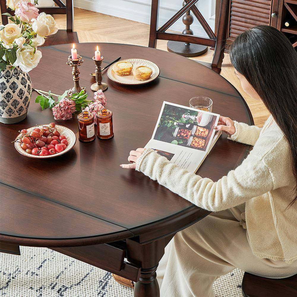 帝罗堡美实木餐桌全樱桃木原木1两.3ws322伸1米5伸缩方圆式用家可