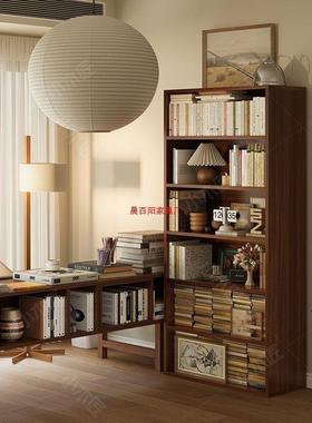 物LFL实木书多层靠墙柜子储柜收纳柜家简用易柜书架落地置物架展