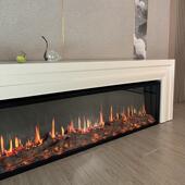 嵌全息法式 JDE真漫高式 端幕影壁入炉仿真火焰电子壁炉装 饰柜别墅