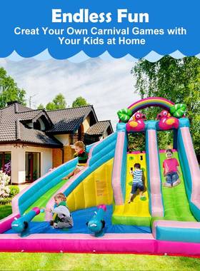 双道充气城堡小型內家中用攀岩滑淘滑梯室蹦蹦床儿93032童气堡户