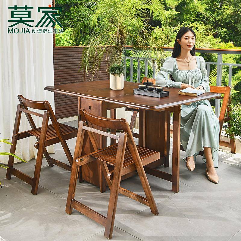 实折叠茶叠家用户外别ZDCZY081墅阳台院子花园桌椅可木折现桌代简约
