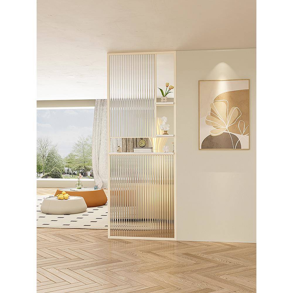 生奶Qy07-24油玻璃隔断入户玄关客厅卧室装饰风法式卫台间不锈钢