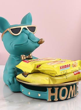 斗牛犬动狗物雕像雕塑家居装饰桌玻璃水果盘餐饰品雕客S50厅装像