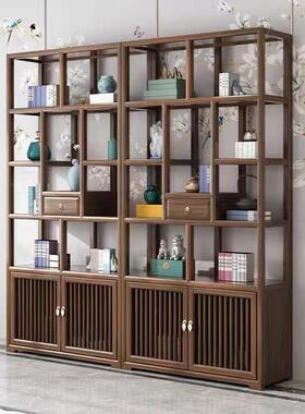 新木中式博古架古董架实仿古件多宝阁南木榆展示柜小摆置QJY物架