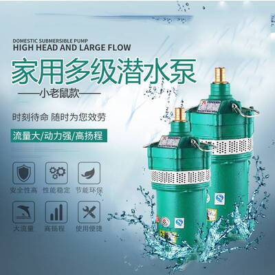 家用小型多级潜水电泵农用220V高压深井抽水泵小老鼠泵清水抽水泵
