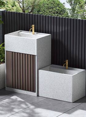 庭院石47782洗手户外大理石柱盆立落地阳台拼接水池台盆室外池头