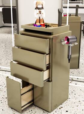 新款理发店装工具柜VWB发廊子移动推车免安移动实木柜物储工具柜