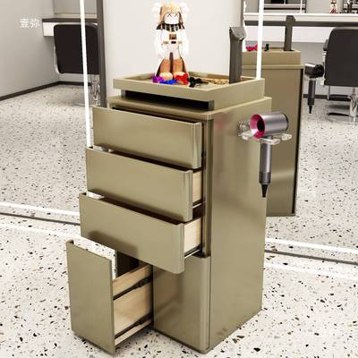 新款理发店装工具柜VWB发廊子移动推车免安移动实木柜物储工具柜