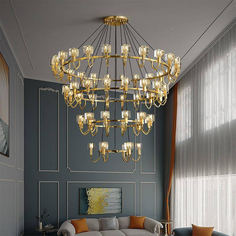 客复楼大吊灯别墅挑186高轻奢水晶挑空厅楼梯式现代新中式大厅中