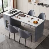 岩板岛台餐桌茶HLM台体小户型可伸导台缩家一多用现代简约功能茶