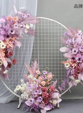 婚庆挂成品花艺香红色系地花花67766119角花舞台排背景装饰槟绢花