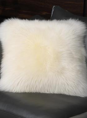 纯羊毛抱枕沙发靠垫靠长枕床头靠垫AZY-b02毛毛抱枕椅子公办室靠