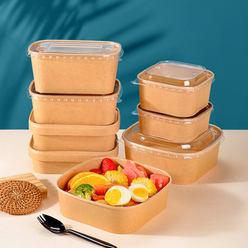 牛皮纸加厚食品级外卖打包餐盒