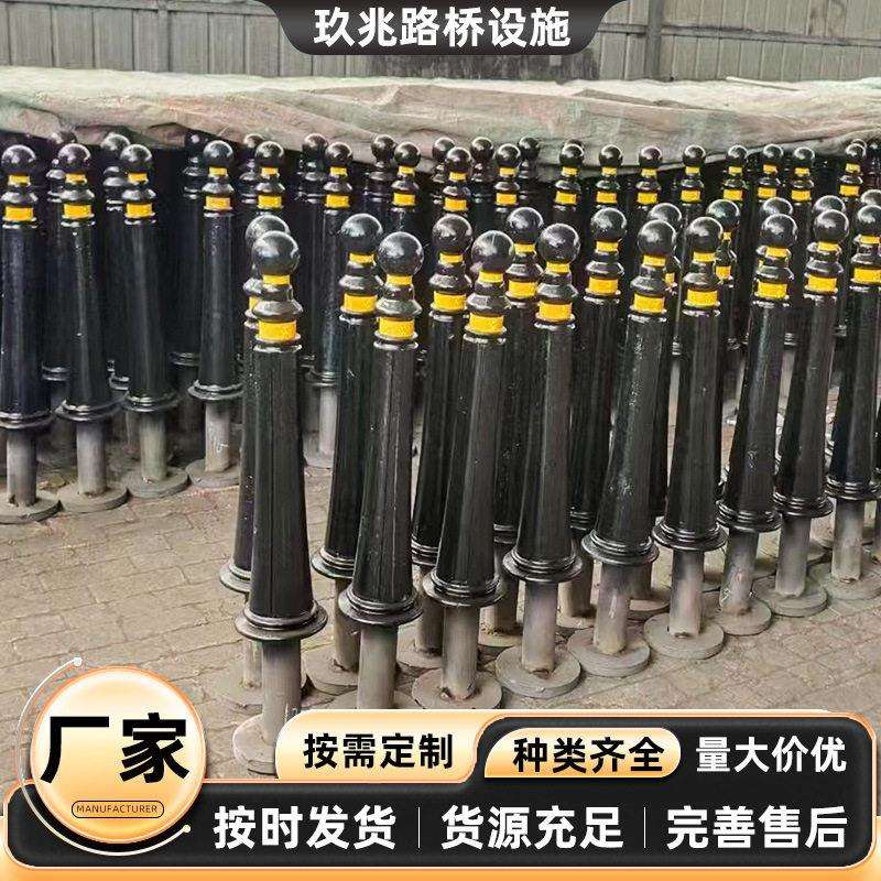 厂家供应铸铁阻车桩立柱止车石人行道隔离桩路障柱河道铁链罗马柱