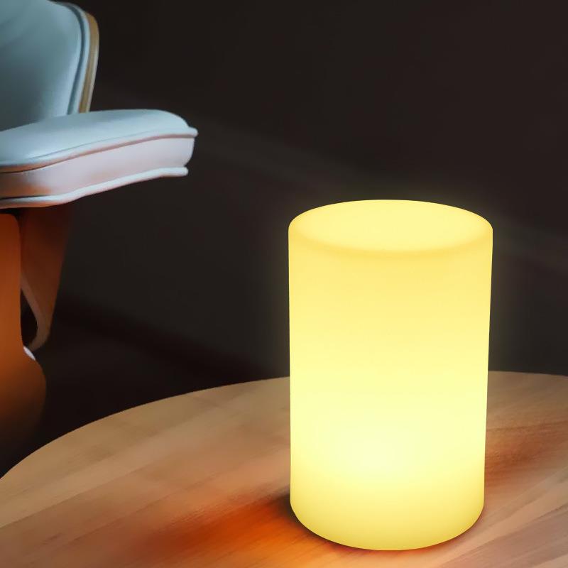 圆柱LED小夜灯厂家直供七彩变色充电遥控吧台灯装饰滚塑灯罩加工