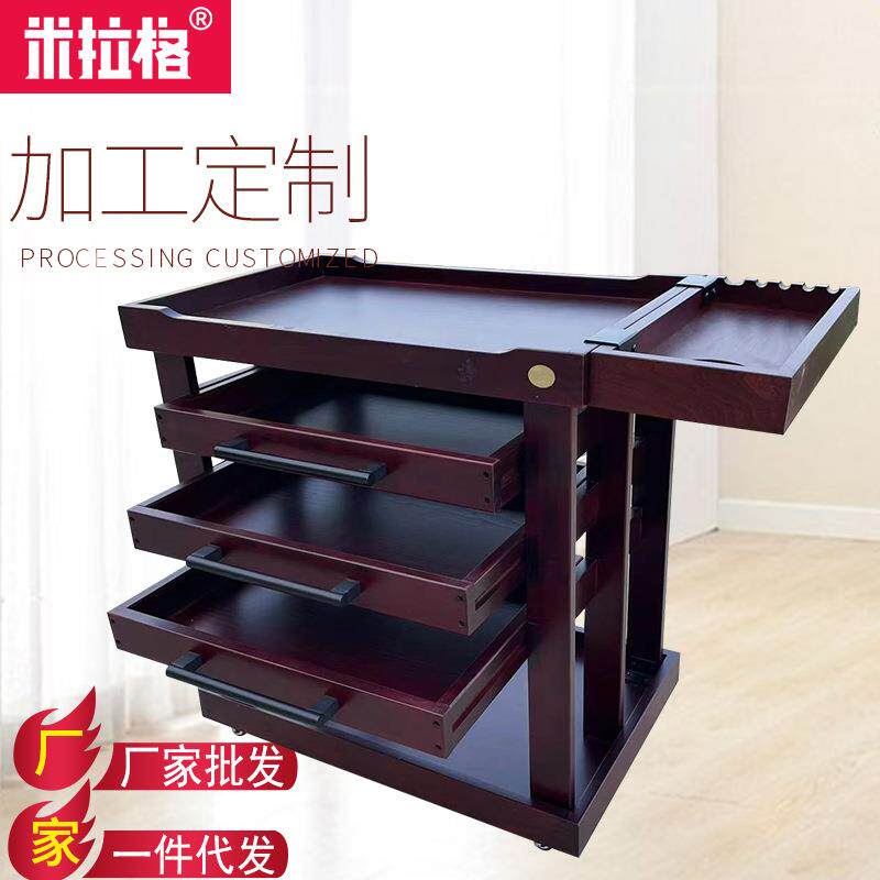 木制油画车移动油画车木制油画小推车置物架木制画柜油画工具