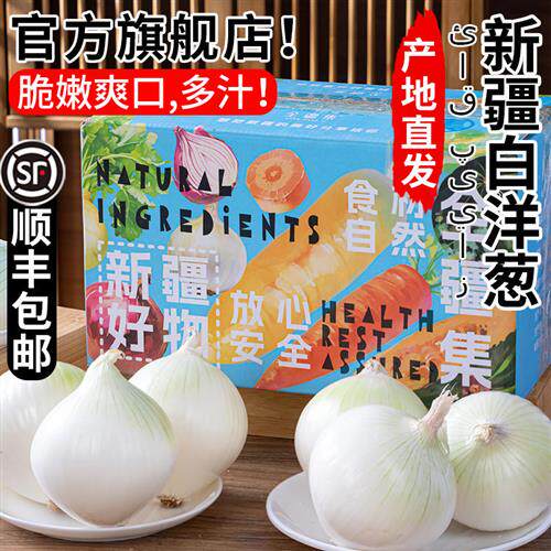 顺丰新疆直发白皮牙子白洋葱水果新鲜蔬菜甜味生吃不辣皮芽子特产