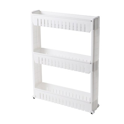 厨房浴室缝隙三层整理架夹缝置物架窄款带滑轮可移动门后收纳架