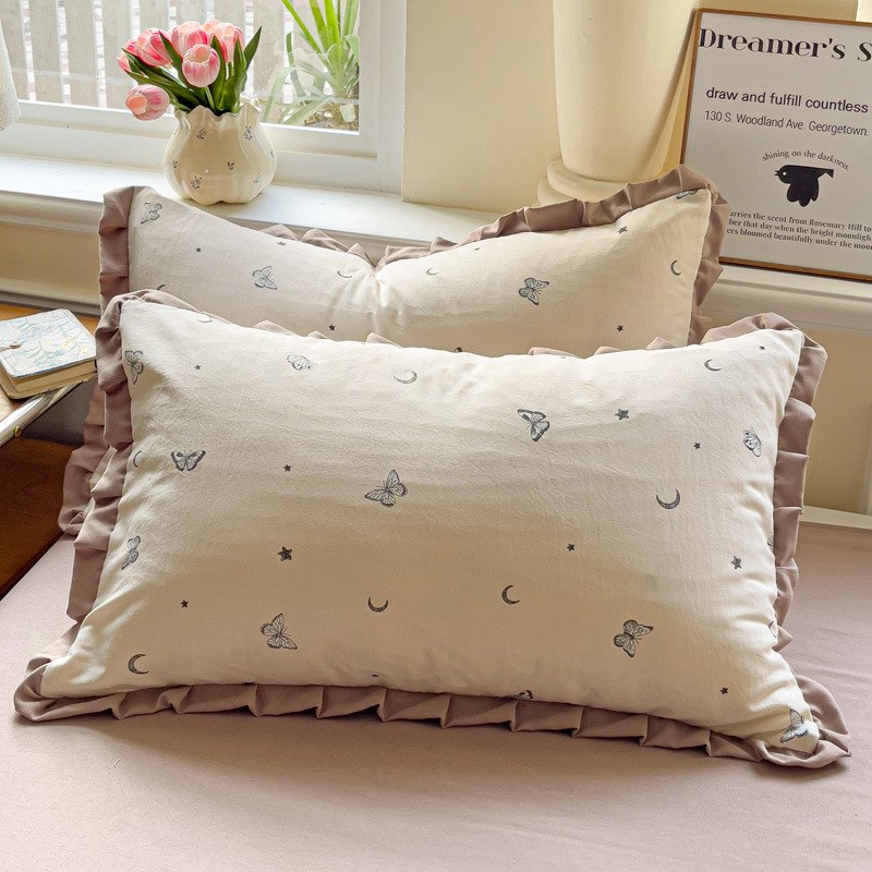 针织花边枕套一对装成人家用2025新款双人双层纱内胆套