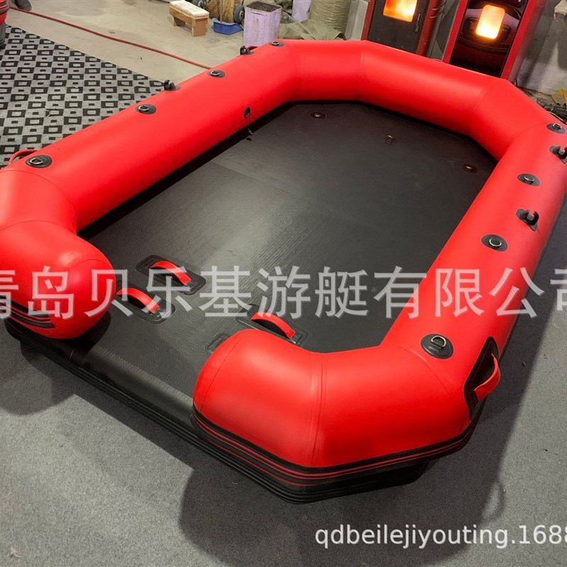 平台钓鱼船充气艇四周加高浮筒围栏水上魔毯稳定性好携带方便