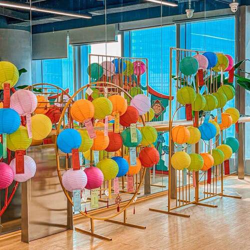 僮烨中秋猜灯谜纸灯笼灯谜国庆节幼儿园公司社区装挂饰猜字谜卡片