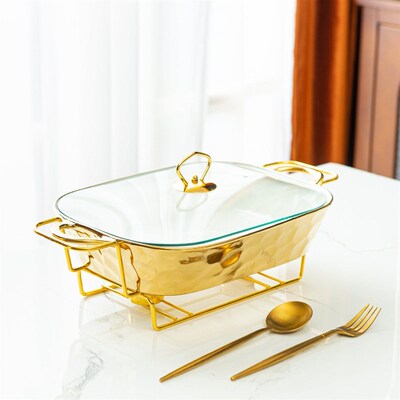 casserole银色石头纹烤盘长方形陶瓷烤盘sliver干汤锅bake ware