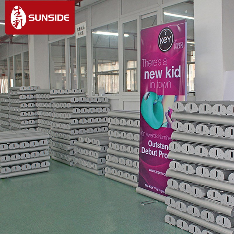 深圳喷绘促销80*200铝合金易拉宝 会议展览销售宣传广告展示架