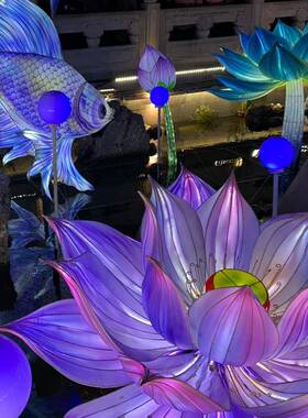 水大型花灯组合湖面装夜亮化工程景区公园中秋元宵节彩景KJB灯上