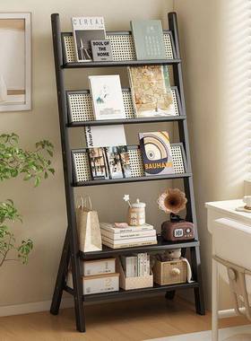 架实木置物架柜落地书厅柜客靠墙书报架子复古卧室NNU多书层展示