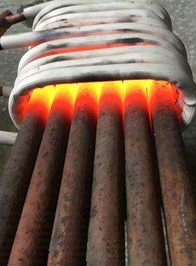 带电机马达热合中频感应偏透热炉FPO心轴配履板加热锻造设备