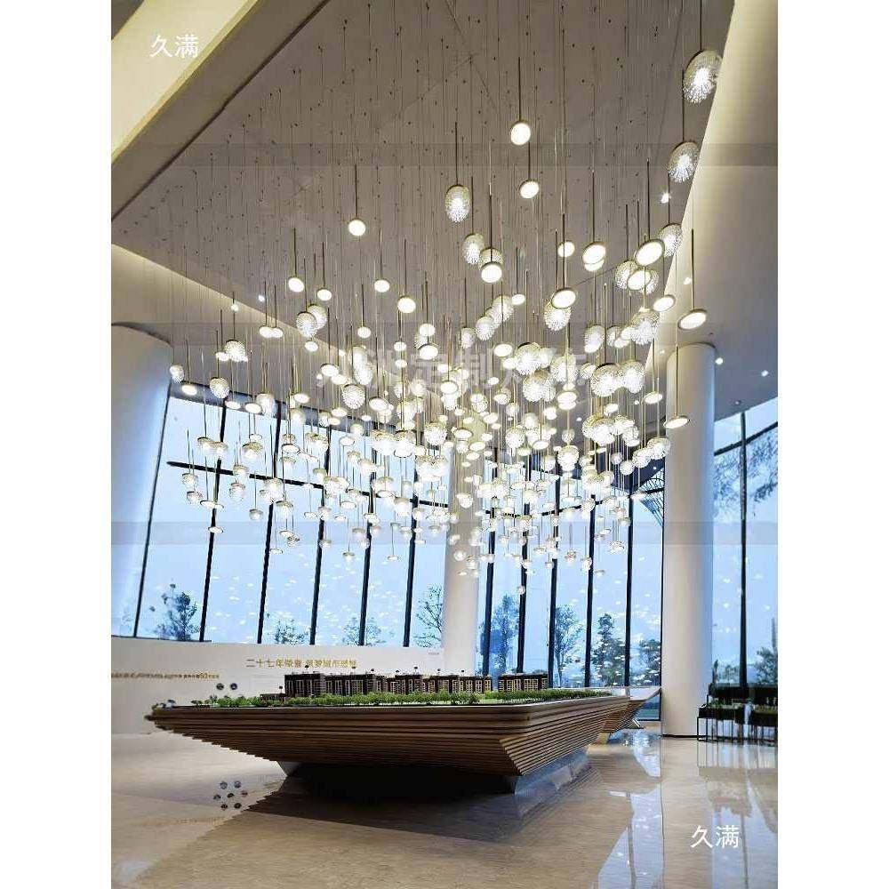 餐894厅吧台售楼部前吊线具轻奢水晶蒲英吊灯灯火花球卧台室公灯