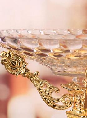 SIT玻璃水盘家用茶几欧式金属家居装品件果高档饰时尚创意果盘摆