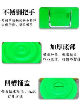 86M0垃桶圆形易加圾厚胶大号带盖厨余腐垃圾分类ZUA绿色熟圆筒商