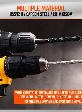 电商头24工6PC钻组合HSS6150木ZJL钻水钻泥英制95303