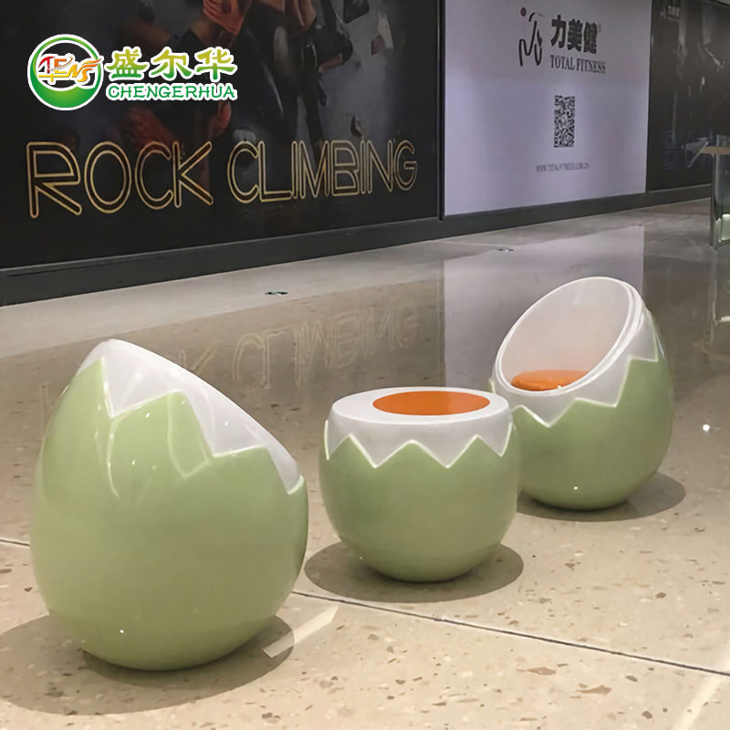 玻璃钢仿真鸡蛋雕塑户外公园椅