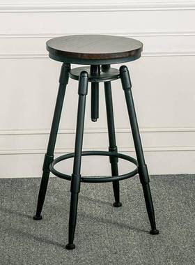 铁艺K待TV酒HFG吧椅吧台椅凳复古工业吧设计旋升转降高脚椅接椅包