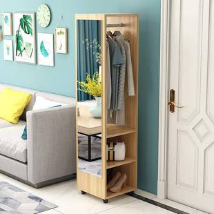 卧室穿衣镜简FFY约纳衣旋地帽架带镜移动试衣镜转收柜全身落镜家