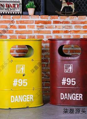 户复古业餐风铁艺垃圾桶外大号个性美式做工旧创意酒KaCS8zAi吧厅