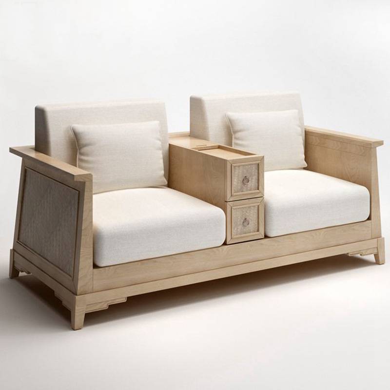 办公沙发商务接待椅会客区实木布艺接待沙发现代中式售楼处家具