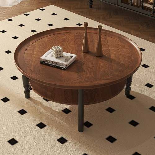 法复古实圆茶几式客厅家用茶台功无品牌/能美式小茶桌边几20多2木