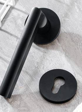 黑色CHO卧手美室门锁室静内分体音门把家用房门式磁吸木门锁锁具