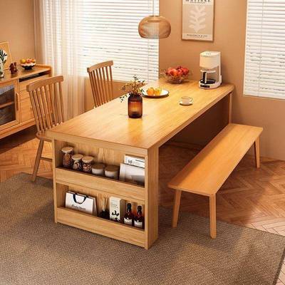 实木餐桌小户型边柜饭餐桌一体长方柜形餐吃桌边简约餐PYY桌餐椅